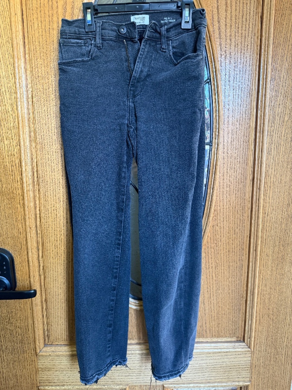 Kensie Jeans black straight leg jeans with raw hem 0/25